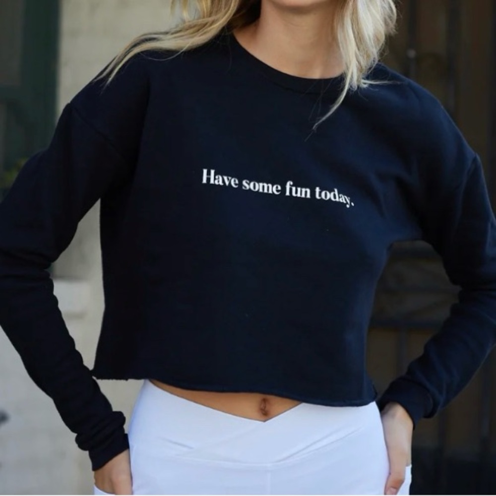 HAVE SOME FUN TODAY Black Cropped Fleece XL